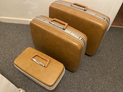 3pc BROWN Vintage Samsonite Silhouette Hardsided Luggage Set