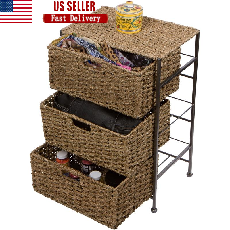 3-Drawer Storage Chest Side Table Organizing Small Spaces Laundry Room New