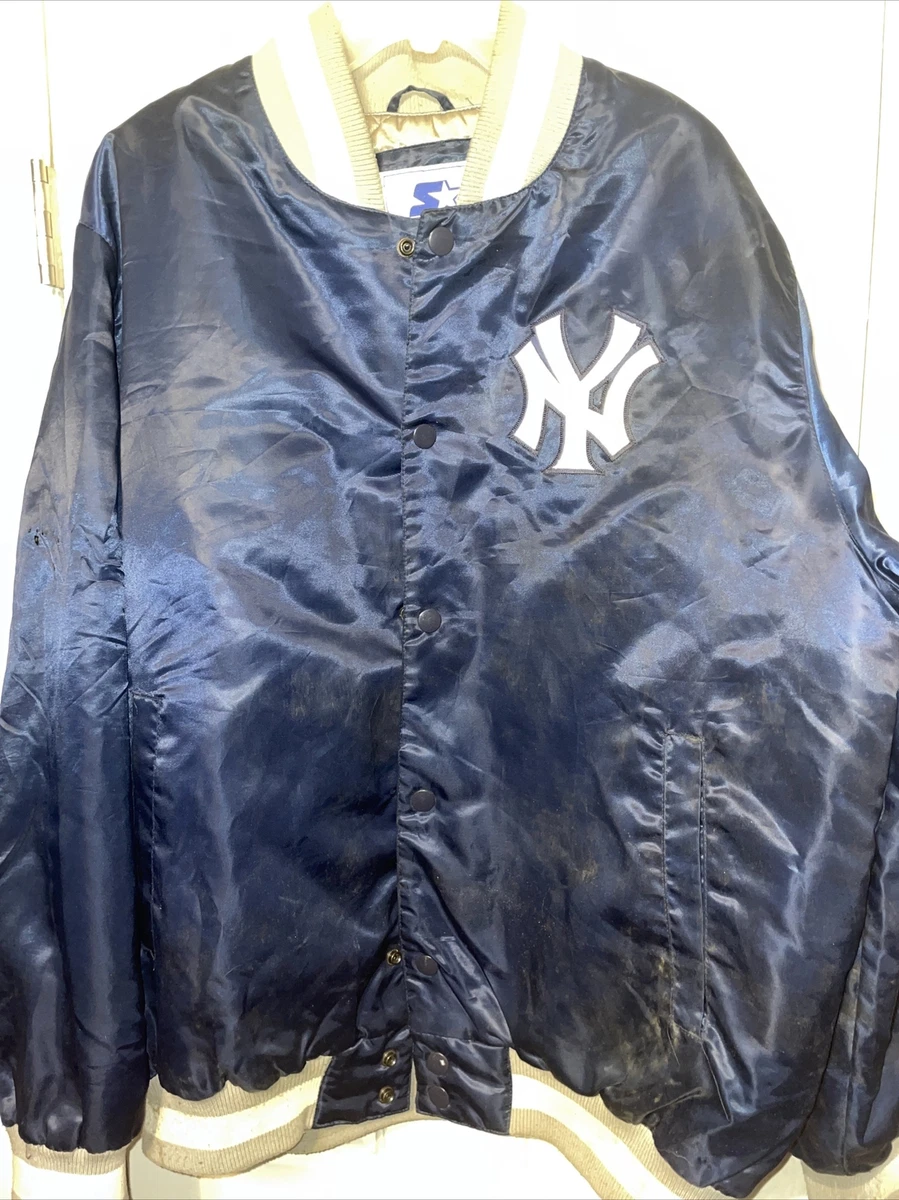 Vintage New York Yankees Starter Jacket Blue Satin Bomber Jacket XL