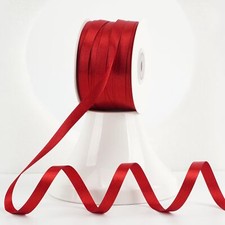 Red Ribbon 3/8 Inch Lux Double Faced Satin 100 Yards Roll Red Thin Ribbon for...