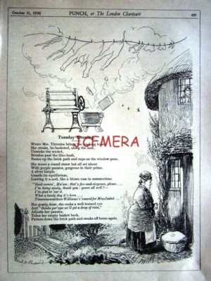 Original E H Shepard Punch Cartoon Print 1934 - Poem ''Tuesday Evening''