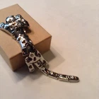 Vintage Spotted Leopard  Costume Jewelry Pin Brooch 5" Silver Tone  Unique!