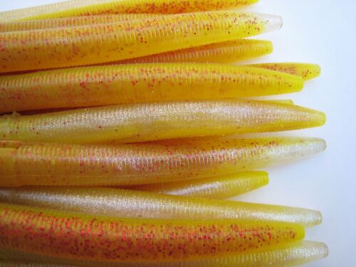 15 pk 5" Senko Style - SEXY MELON - Soft Plastic Bass Worms SCENT & SALT USA - Picture 2 of 9
