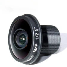 1.8mm 180 Fisheye Lens, 5MP HD, C-Mount Compatible, Metal, Black, Panoramic