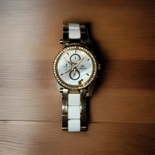 G&P collection Antique Gold/White With Diamonds Men's Watch. Needs New Battery.