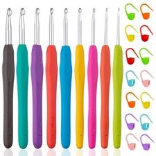 Vodiye 23 PCS Crochet Hooks, Ergonomic Handle Crochet Hooks Set for Arthritic