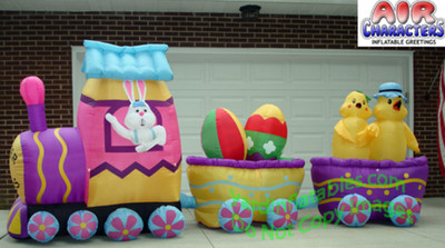 15' Inflatable Lighted Easter Bunny DELUXE Train Yard Decoration