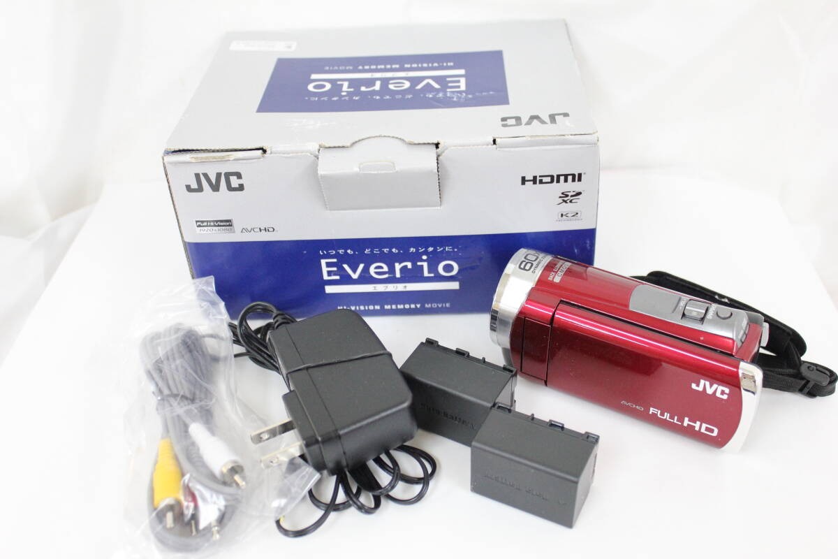 美品　JVC　Everio　GZ-HM199-R　md68k206dd GEN JVC Everio GZ-HM199-R Camcorder 60X Optical Zoom Red Used