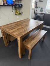 Solid Oak Dining Table And Benches