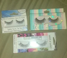 3 Sets of False Lashes- Glue-on Fashion Make-up False Eyelashes Black