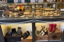 Antique Curved Glass Counter-Top Display Case w/Lighted Custom Under Counter