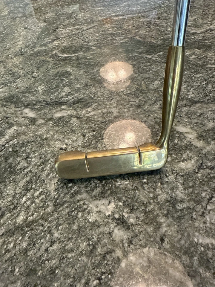 Rare Ben Hogan Prototype Putter, 1400 Brass, steel shaft, wrap leather grip 36” - Image 2 of 4