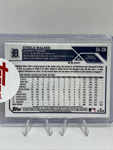 Steele Walker 2023 Topps Chrome Rookie Auto RC Purple Speckle Refractor 217/299 - 第 2/2 張圖片