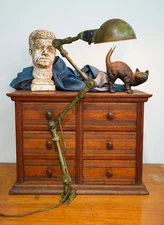 Vintage Industrial Light Fostoria Drafting Desk Lamp Articulating Green antique