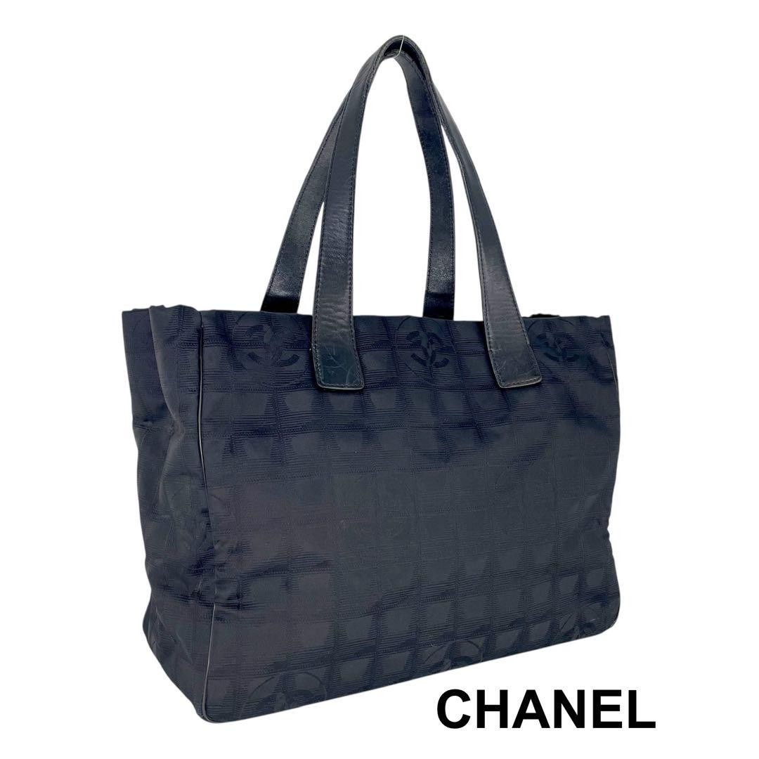 Chanel New Travel Line MM Shoulder Bag Black Nylon Leather AB Condition From Jap