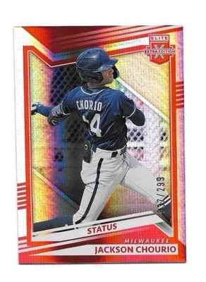 2022 Panini Elite Extra Edition - Jackson Chourio #144 Red Status /299 (RC)