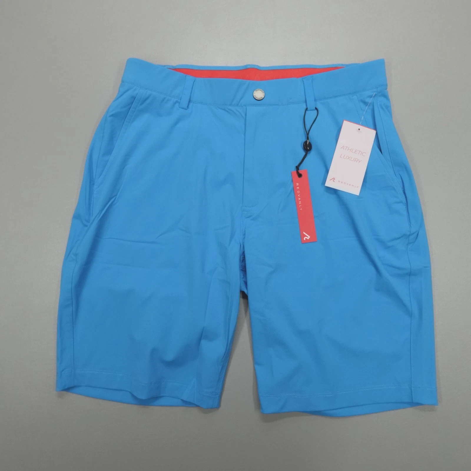 Redvanly Hanover Pull-On Golf Shorts 9" Men's Ibiza Blue Stretch DWR $110