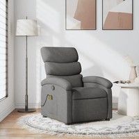 Massagesessel Dunkelgrau Stoff Elektrisch Liegesessel Shiatsu Relaxsessel