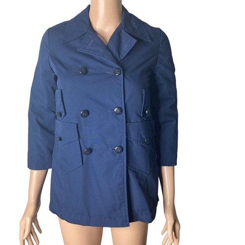 Vintage Polly Pepper Coat Girls Size 7 Navy Blue Faux Fur Lined - Picture 10 of 10