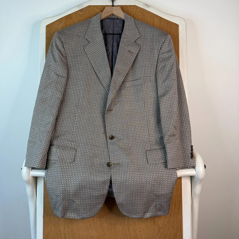 Blazer De Colección Tom James Para Hombres 40L Filo A Mano 3 Botones Holanda Jerez Cuadros Foto 2 de 4