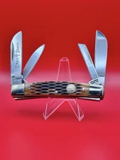 NEW VINTAGE BOKER  TREE BRAND 4  BLADE CONGRESS CHESTNUT BROWN JIG BONE KNIFE