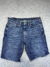 Levi's Denim Shorts Men Size W31 Cutoff Jorts Raw Edge Casual Dark Wash