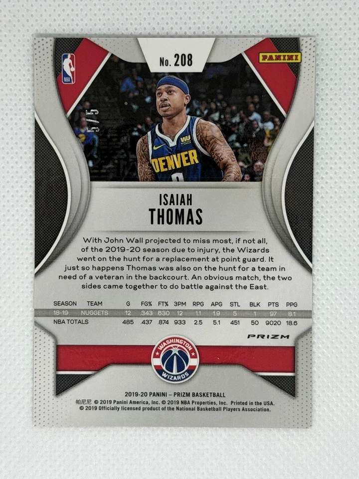 Panini Prizm Isaiah Thomas #208 2019-20 verde 5/5 Fast Break Celtics combinación de colores Foto 2 de 2