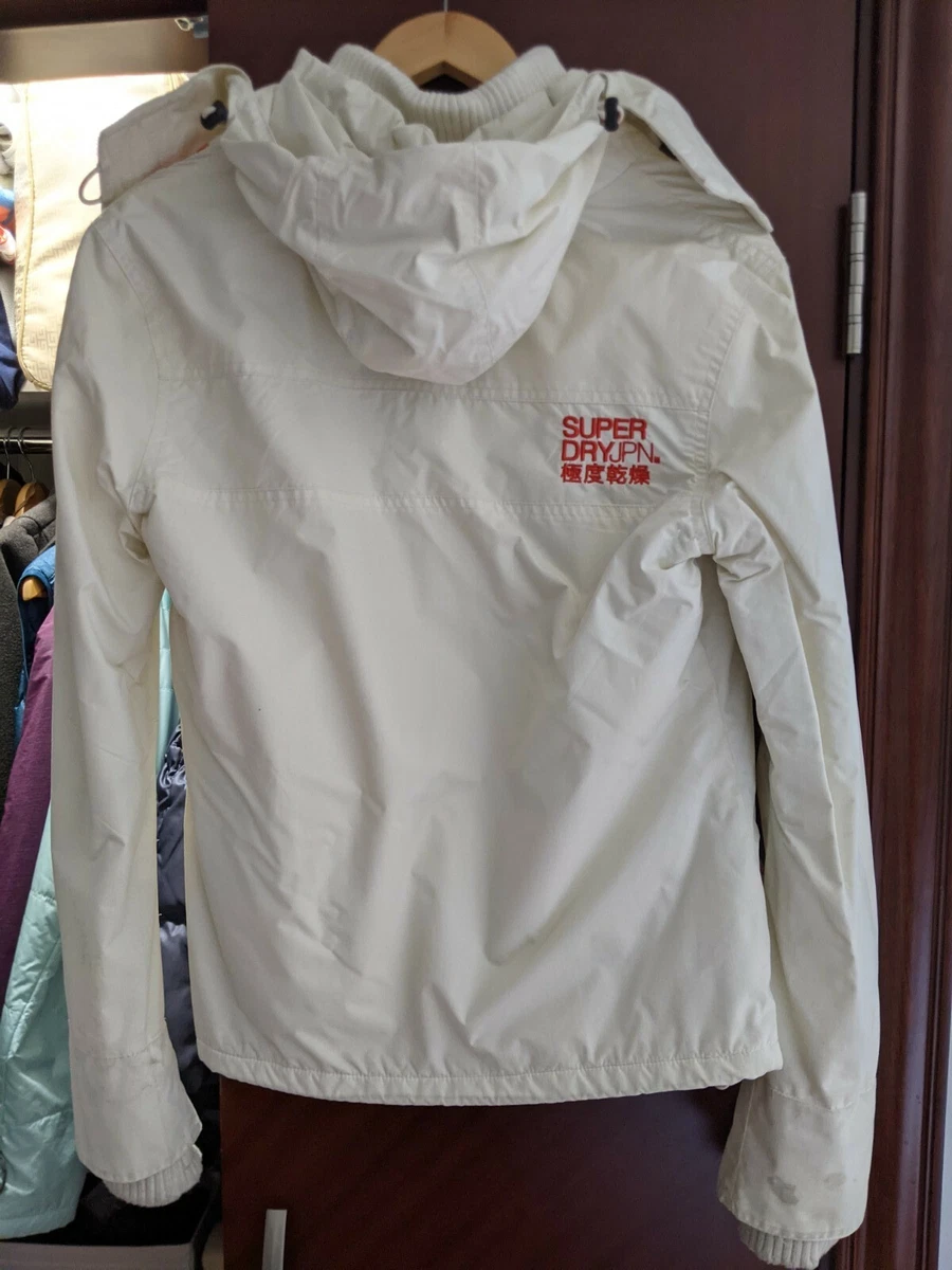 Preowned Women's White/Orange Superdry Windcheater Jacket with Hood Size  Medium | eBay