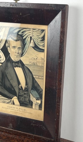 President James K. Polk, Original Frame & Glass 1844 N. Currier Lithograph - Picture 3 of 12