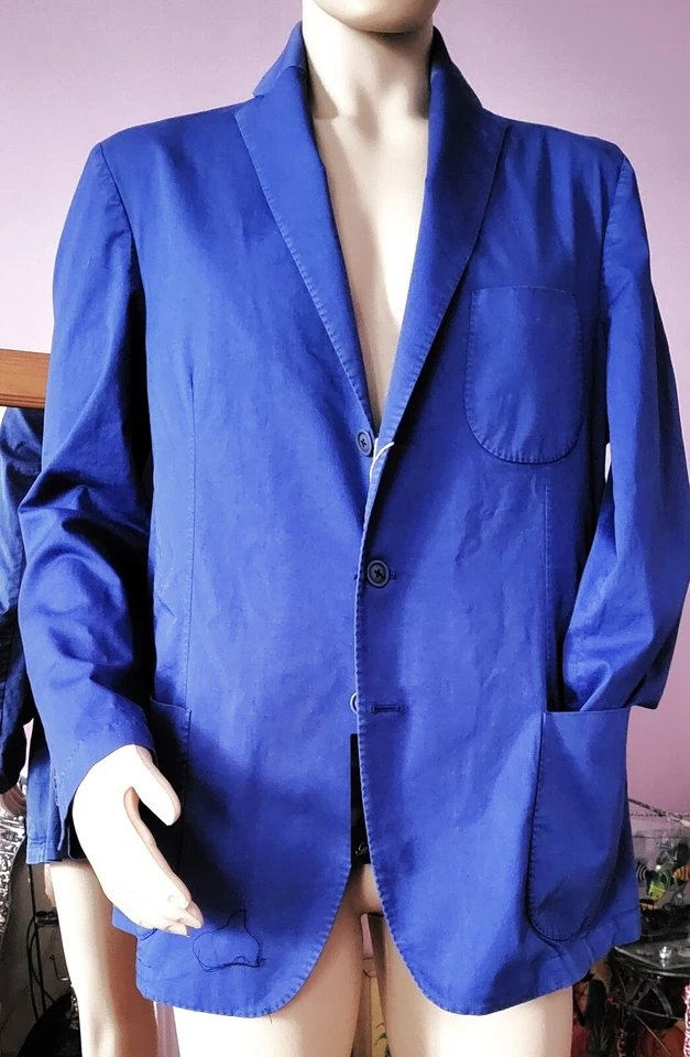 Новый Италия DiCapri napoli синий хлопок выемка лацкан куртка BLAZER размер 56 США L - Изображение 4 из 4