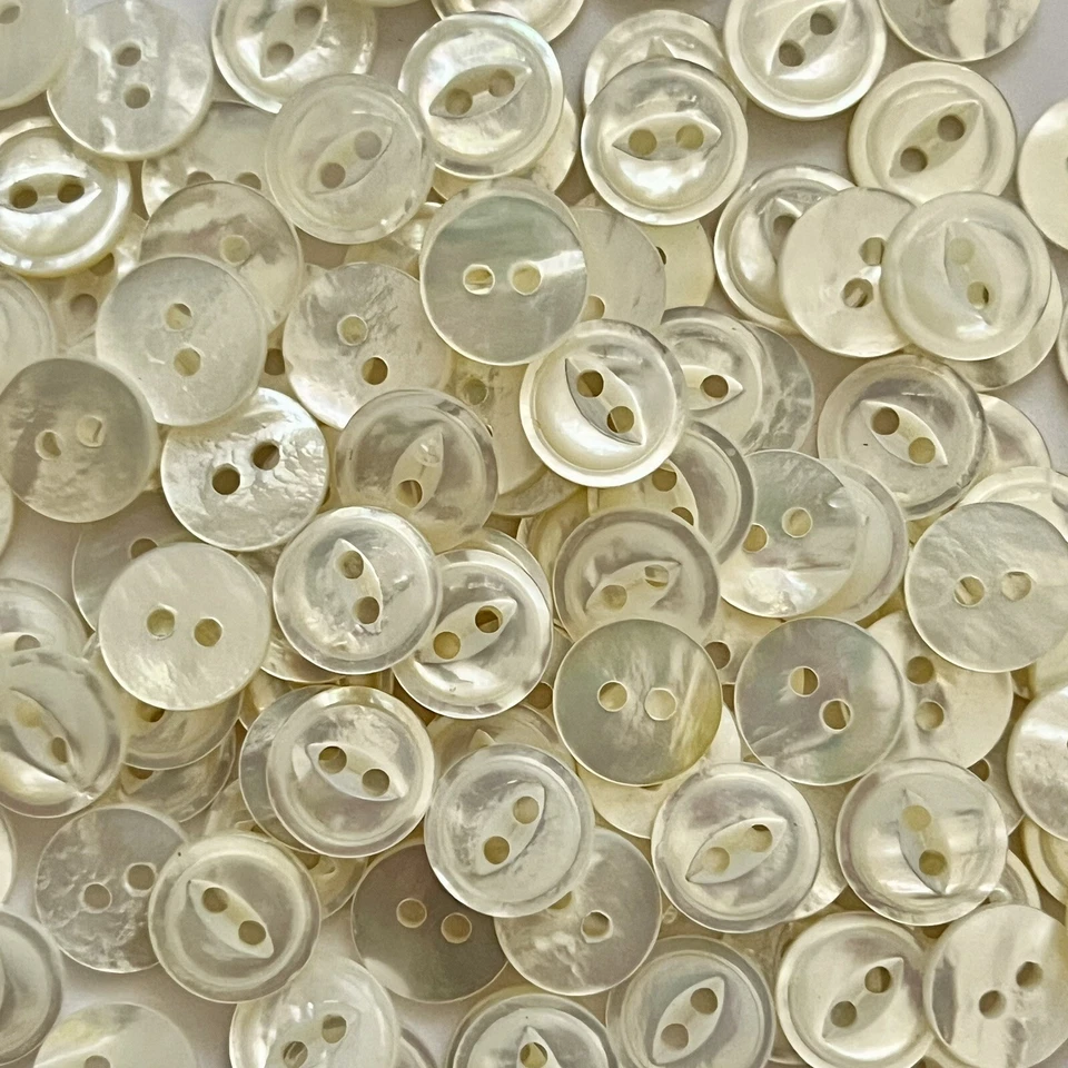 Japanese White/Rainbow/Iridescent Shell Button 11mm 7/16" Fish Eye 2hole - Image 2 of 3