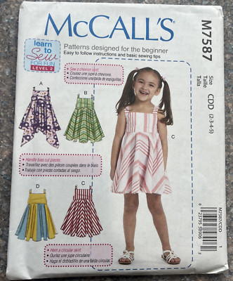 McCall's Sewing Pattern M7587 ''Learn To Sew'' Toddlers Twirl Dress Circular Skirt