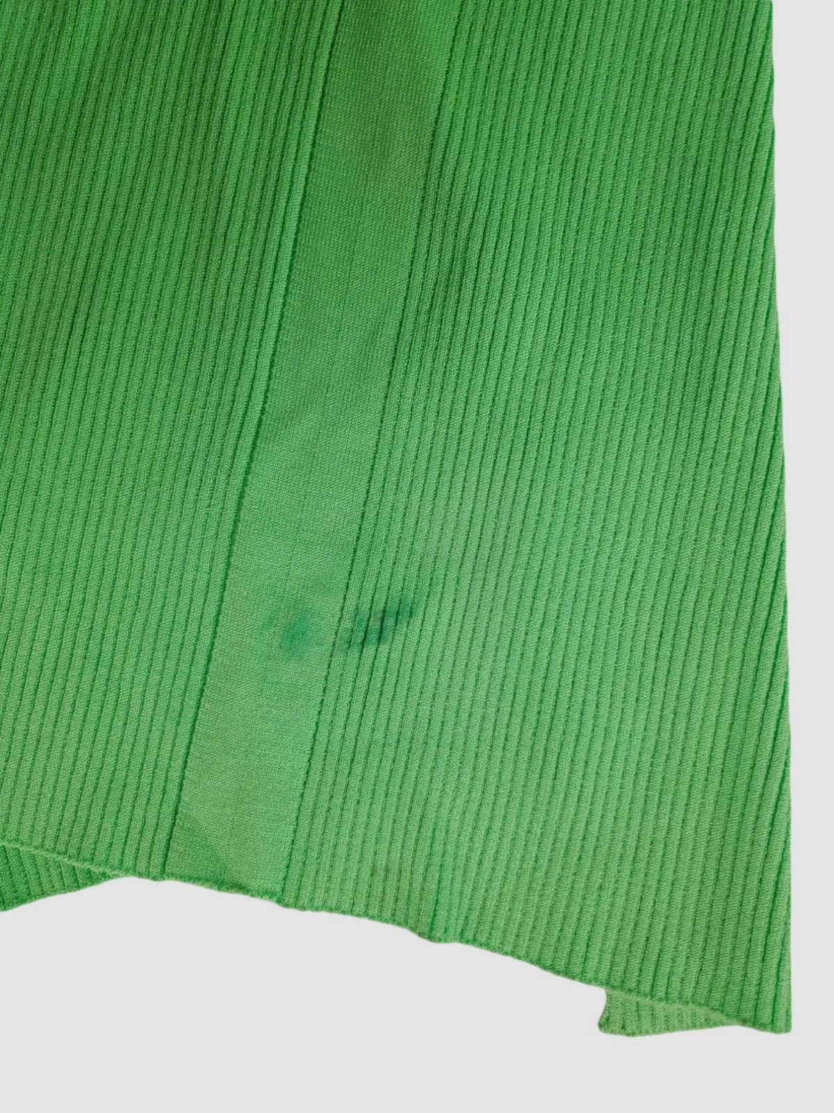 Abito tubino donna Versace verde ritorto a costine maglia finto scollo senza maniche tg 42