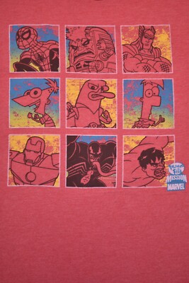 Phineas & Ferb Mission Marvel Mens Agent P. Thor, Hulk, Iron Man
