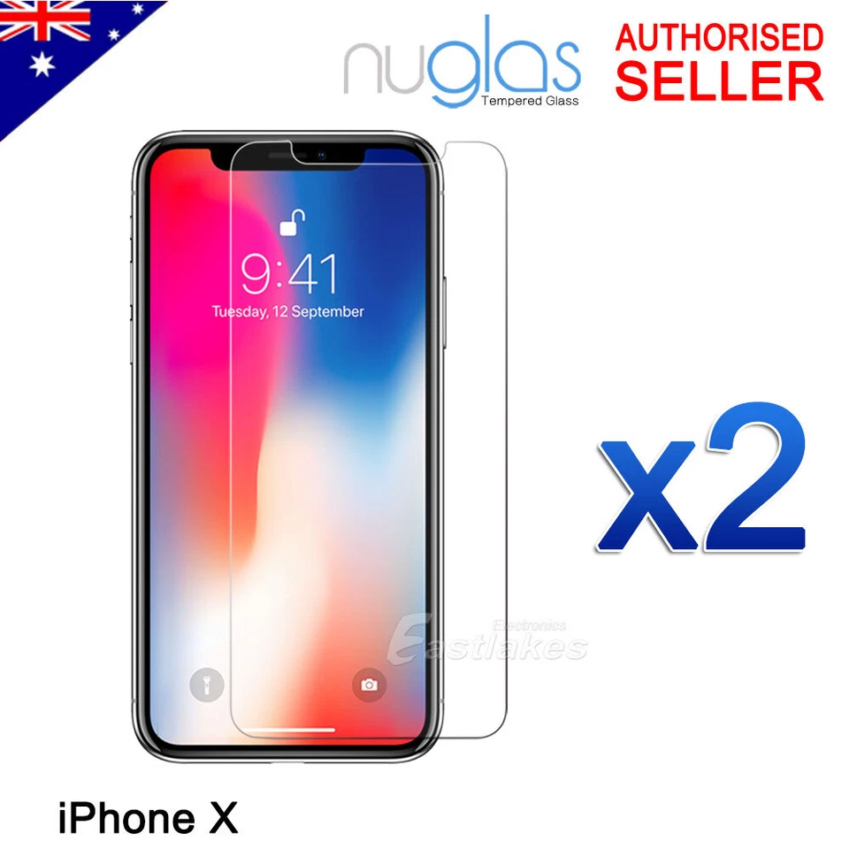 2x Apple iPhone X XS Screen Protector Tempered Glass - Genuine Nuglas
