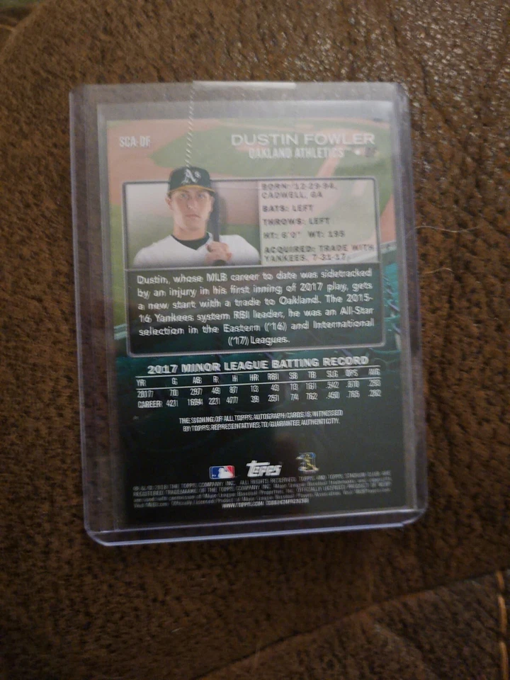 2018 TOPPS STADIUM CLUB DUSTIN FOWLER AUTOGRAPH RC A'S YANKEES  - Image 2 of 2