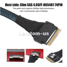 Data Transmission Cable Slim SAS SFF  8654 8i To SFF  8654 8i 24Gbps SAS4.0 50CM
