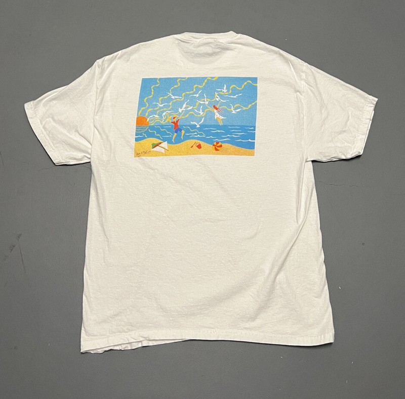 Vintage Matisse Art Tee 90s Large Beach Scene 