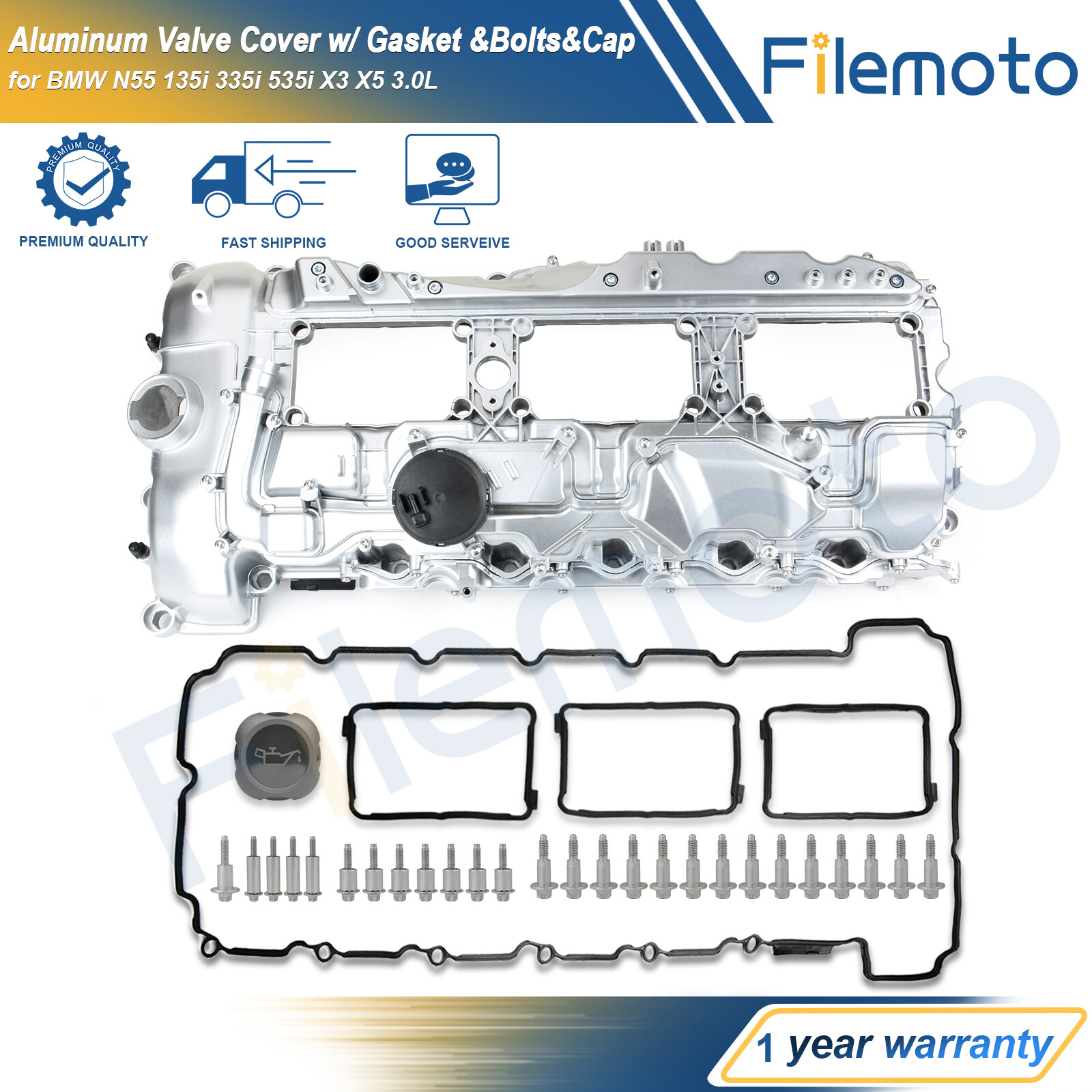 Upgrade Performance Aluminum Valve Cover kit for BMW N55 135i 335i 535i ...