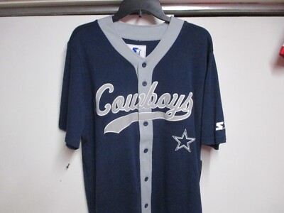 DALLAS ''COWBOYS'' AUTHENTIC STARTER BRAND MENS BASEBALL STYLE JERSEY (LARGE) NWT
