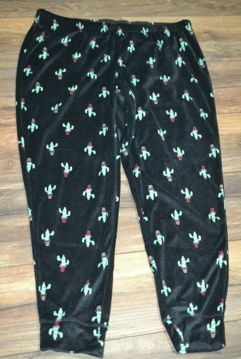 So Authentic American Heritage Christmas Cactus Velour Lounge Pants Pajama Pant