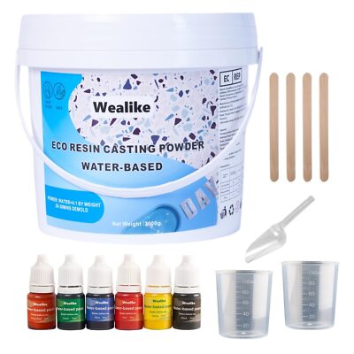 Eco Resin Casting Powder 6.6lbs Water-Based Plaster with 6 Pigments