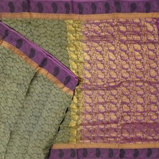 Vintage Green Sarees 100 Pure Silk Zari Handwoven Premium Sari 5YD Craft Fabric