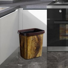 Image of Waste Bin Retro Paper Basket Mimetic Wood Grain for Bathroom