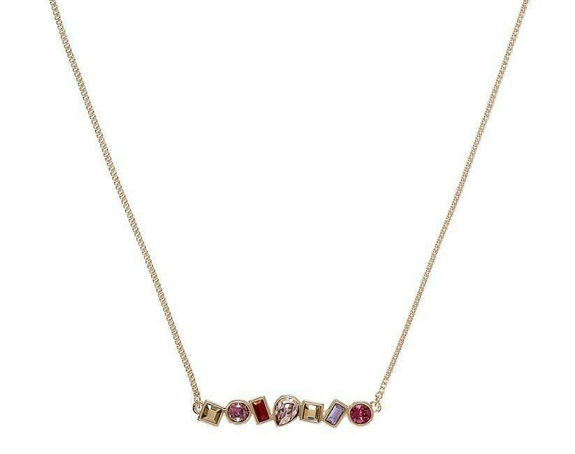 Adore Swarovski Brilliance Bar Necklace Mixed Crystals/Rose Gold/Pink RRP £55