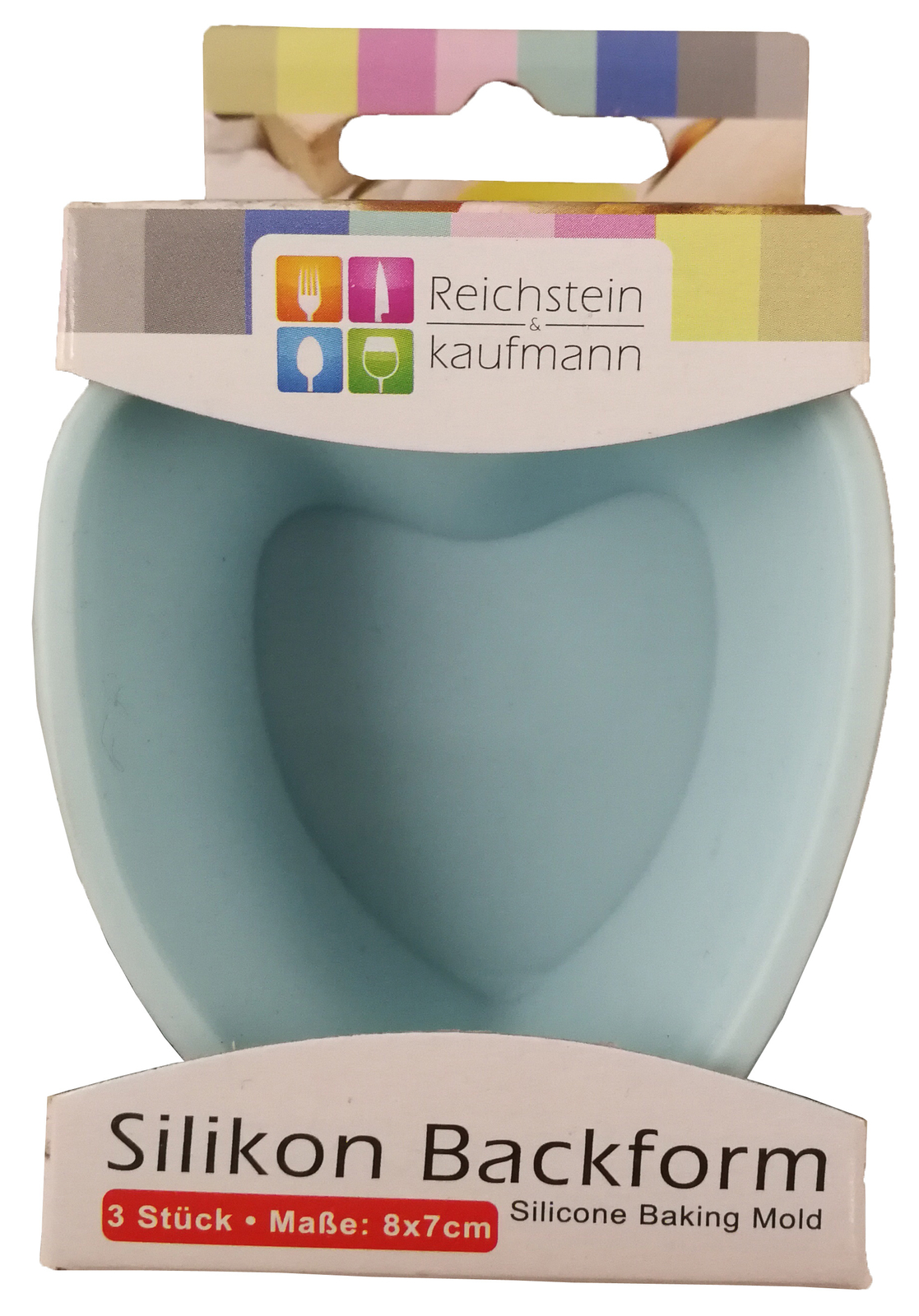 3x Backformen Silikon Herz Herzchen 8cm versch. Farben NEU