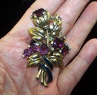 TRIFARI Alfred Philippe Amethyst Crystal Blue Enamel Bell Flower Floral Clip/Pin — photo 5
