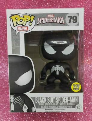 FUNKO POP MARVEL #79 BLACK SUIT SPIDER-MAN (GLOW) VAULTED VINYL