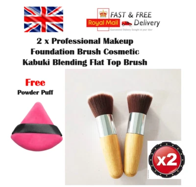 GENERIC 2 Professional Makeup Foundation Brush Cosmetic Kabuki Blending Flat Top Brushes