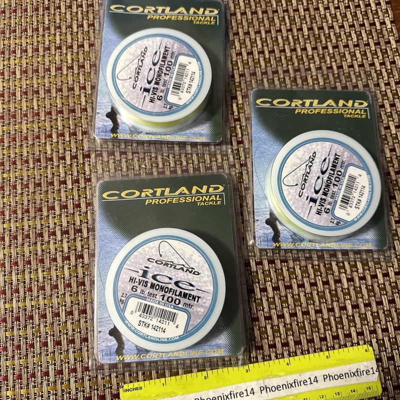 3 New Packages Cortland ICE Mono 6 Lb  Test 100mtr Each Yellow Fishing Line
